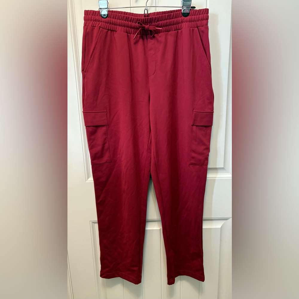 Mondetta Burgundy Cargo Pants with Drawstring Waist. Size Large